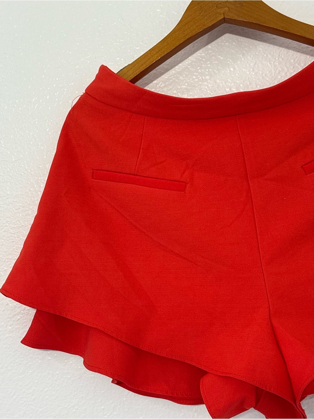 Zara Red Asymmetric Ruffle Mini Skort Size L - Picture 5 of 7